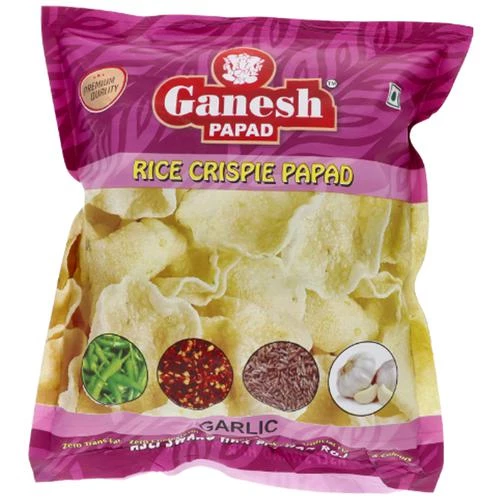 Ganesh Papad Garlic Papad - Rice Crispy, 150 g-1.webp